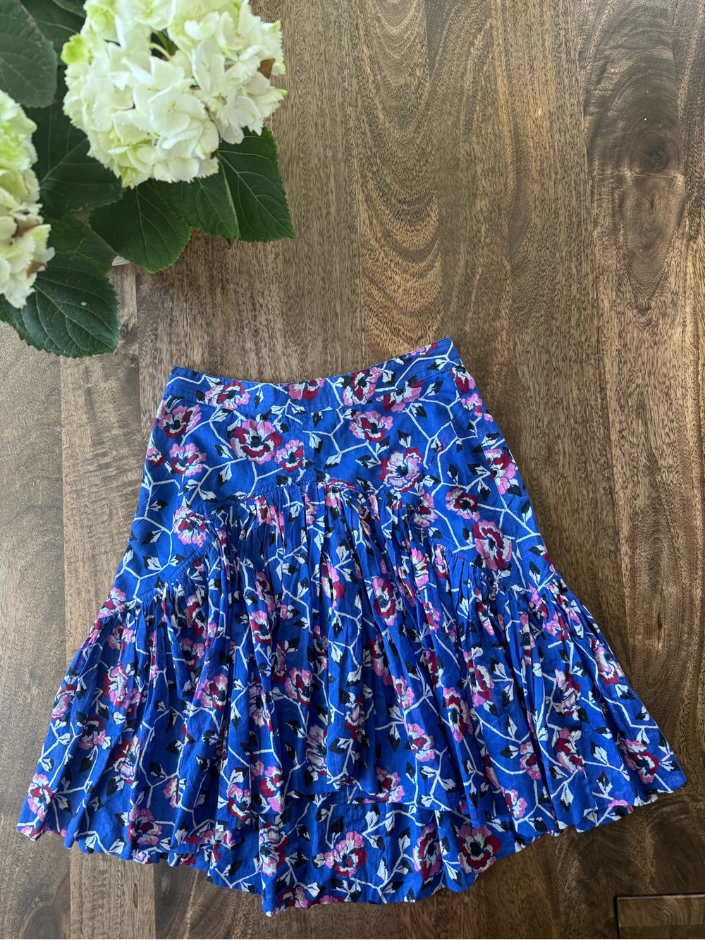 Isabel Marant Étoile Blue Floral Saureena Ruffle Mini Skirt Size X-Small